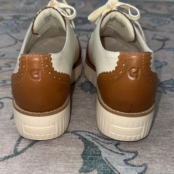 Cole Haan Women's Grand City Playform Cream and Brown Lace-up Oxfords - Picture 6 of 6